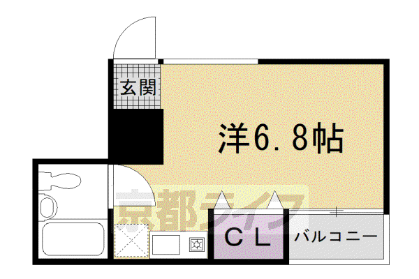 ヴィラサンシルク西大路(ワンルーム/4階)の間取り写真