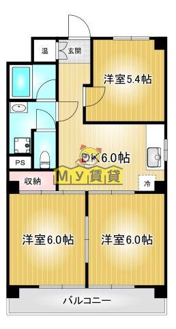 第42プロスパー(3DK/4階)の間取り写真