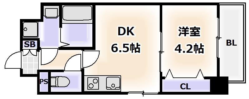 メイクス天王寺南(1DK/5階)の間取り写真