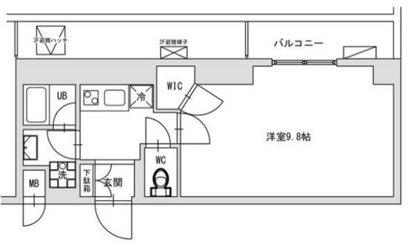 ティーエルアールレジデンス町田(1K/2階)の間取り写真