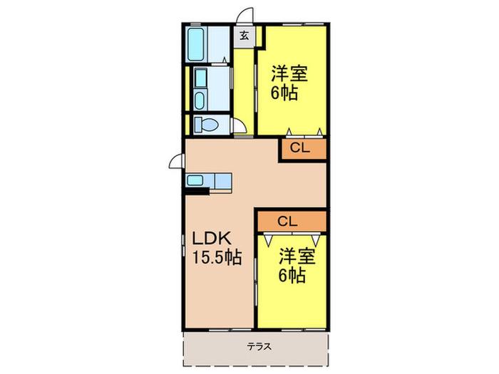コンフォート長住(2LDK/1階)の間取り写真