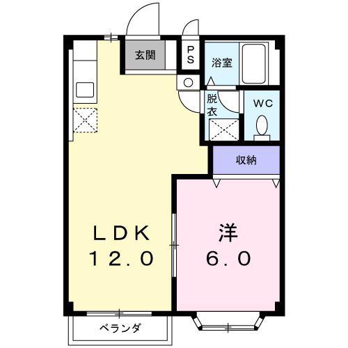コーポ梨花(1LDK/1階)の間取り写真