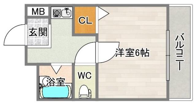 サンライズ長居(1K/2階)の間取り写真