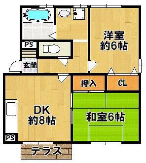 VERDE博陽(2DK/1階)の間取り写真