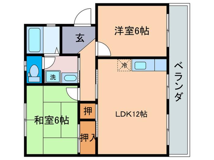ハイツカームネス(2LDK/3階)の間取り写真