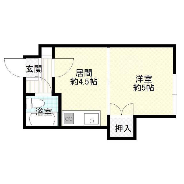 ジークレフ元町(1DK/4階)の間取り写真