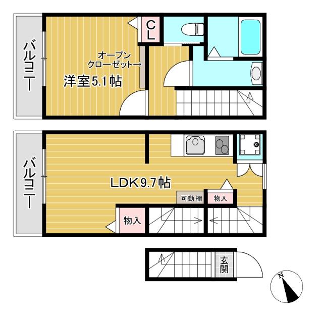 ノーザンロード東伏見(1LDK/2階)の間取り写真