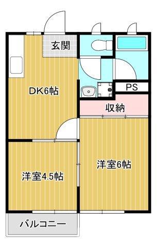 パナハイツナガイI(2DK/2階)の間取り写真