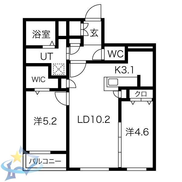 ALPHA GRANDE札幌南4条(2LDK/5階)の間取り写真