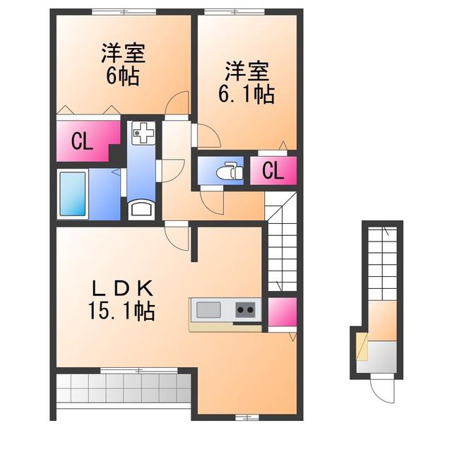 パルクエストI番館(2LDK/2階)の間取り写真
