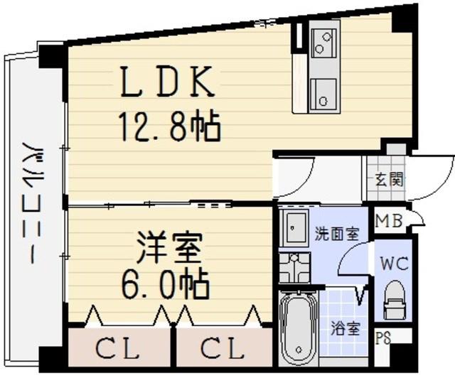 ウィステリア(1LDK/2階)の間取り写真