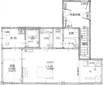 EL VITA南富山(1LDK/2階)の間取り写真