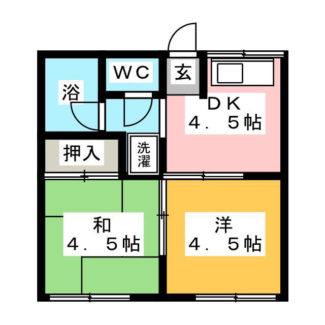 シャレー原宿B棟(2K/2階)の間取り写真