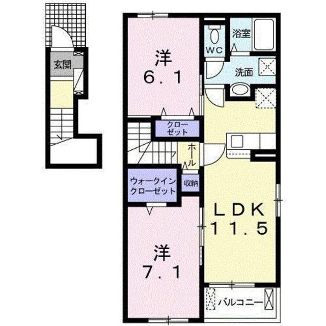 ブリッサ カージェ(2LDK/2階)の間取り写真