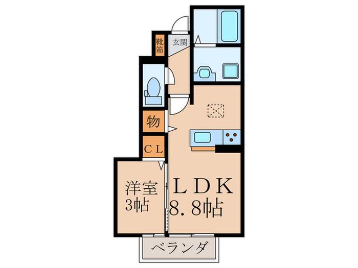 NYスタイルズ苅田(1LDK/1階)の間取り写真