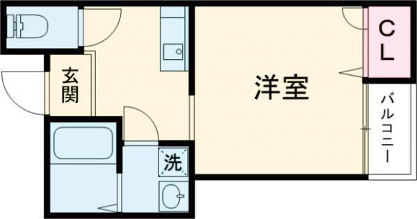 ダイバーシティ五門西(1K/2階)の間取り写真