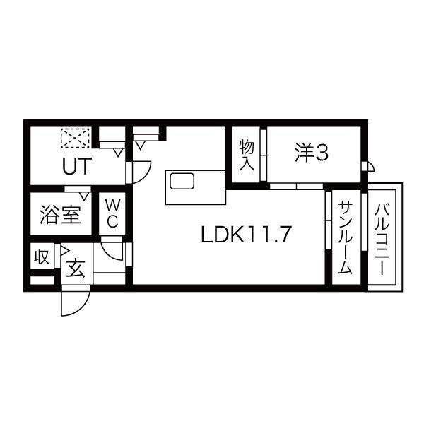 ベリアス エイト(1LDK/2階)の間取り写真