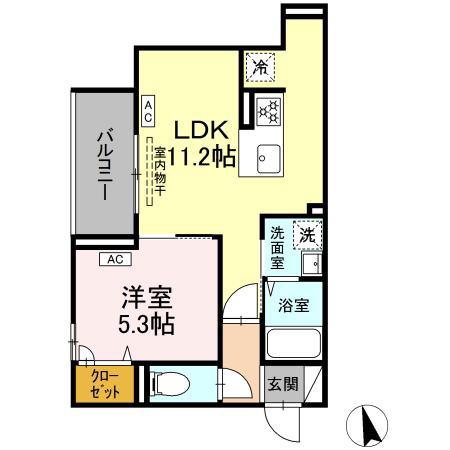 ディーブレス横濱赤門通(1LDK/3階)の間取り写真