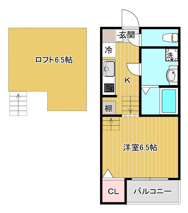 パークレスト仙台(1K/2階)の間取り写真