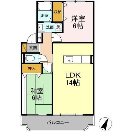 コンフォール稲荷前(2LDK/3階)の間取り写真