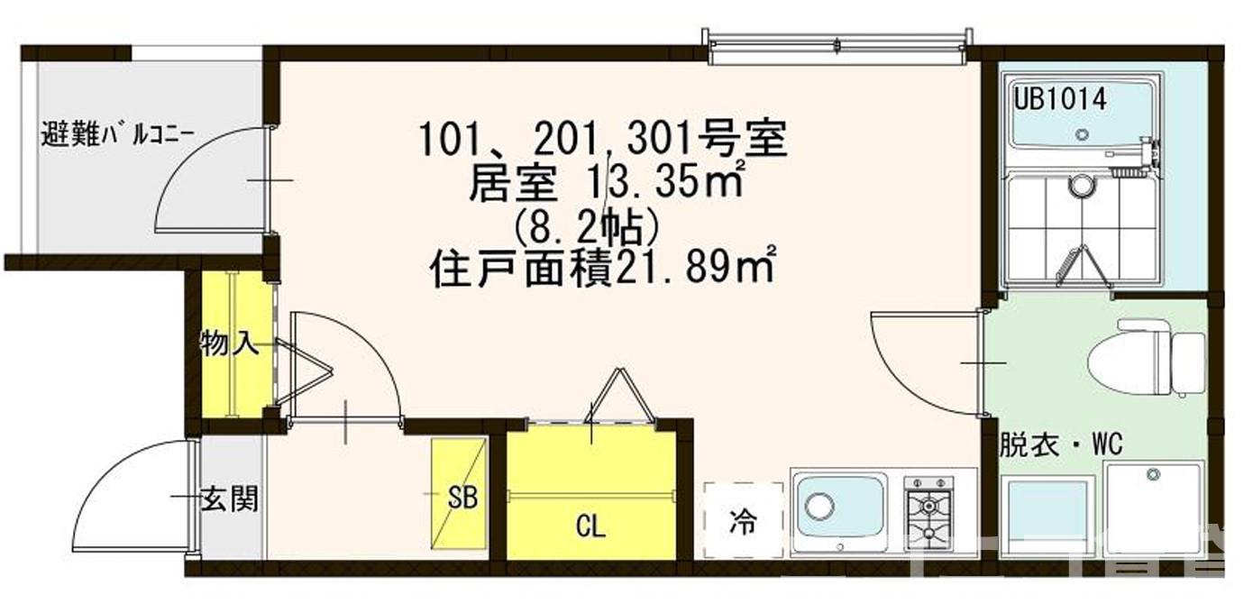 シャルムメゾン(ワンルーム/2階)の間取り写真