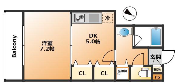 ファーストコート品川(1DK/2階)の間取り写真