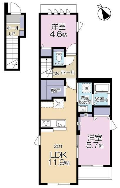 幸区塚越3丁目PJ(2LDK/2階)の間取り写真