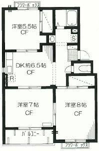 トリヴァンベール美船A(3DK/3階)の間取り写真