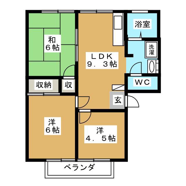 ベルメゾンB(3DK/1階)の間取り写真