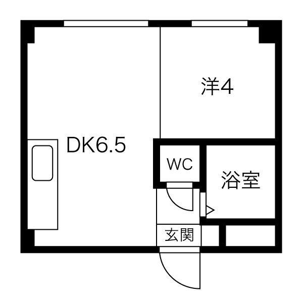 北欧しんたくビル(1DK/3階)の間取り写真