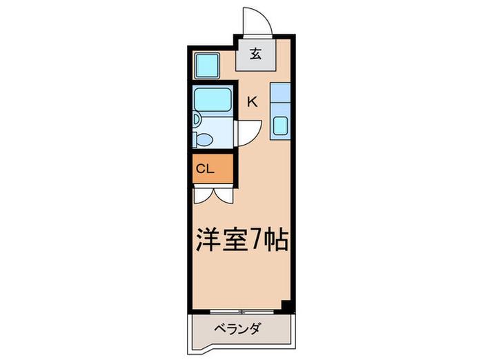 グリーンヒル木幡(1K/4階)の間取り写真