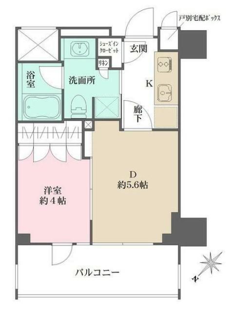 ザ・パークワンズ三軒茶屋(1DK/2階)の間取り写真
