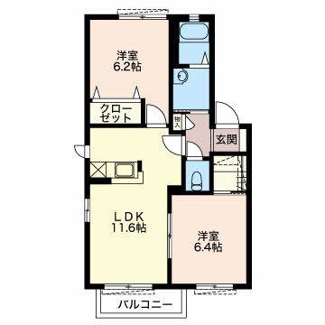 ミラフォーレス A(2LDK/2階)の間取り写真