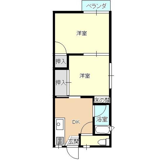 ハイツフリーデン(2DK/2階)の間取り写真