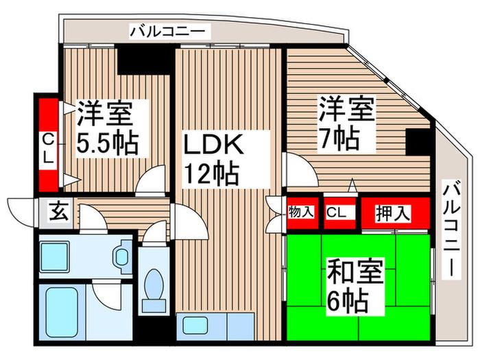 TAIYO BLD(3LDK/6階)の間取り写真