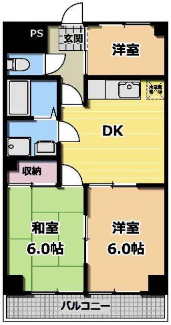 ヒゲナカビル(3DK/3階)の間取り写真