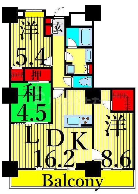 ロイヤルパークスタワー南千住(3LDK/28階)の間取り写真