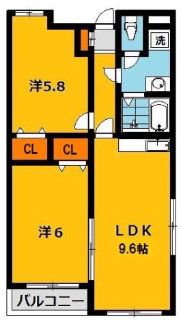 YIIハイツ(2LDK/3階)の間取り写真