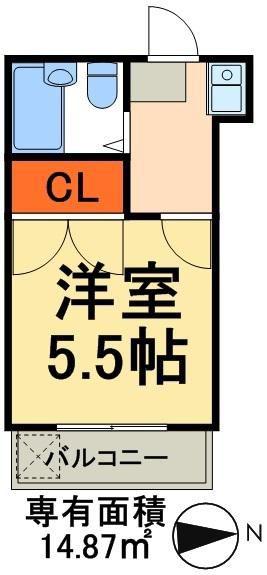 レオパレスCUBE(1K/2階)の間取り写真