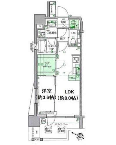 クリオ西横浜ブライトマークス(1LDK/5階)の間取り写真