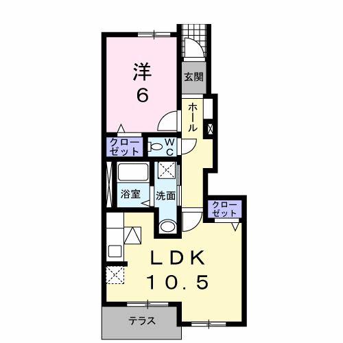 ミルキーIII(1LDK/1階)の間取り写真