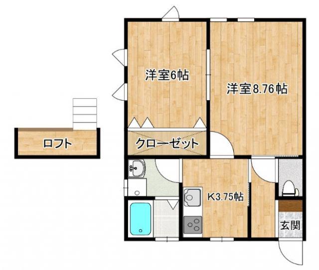 ウエスト畠山(2K/2階)の間取り写真