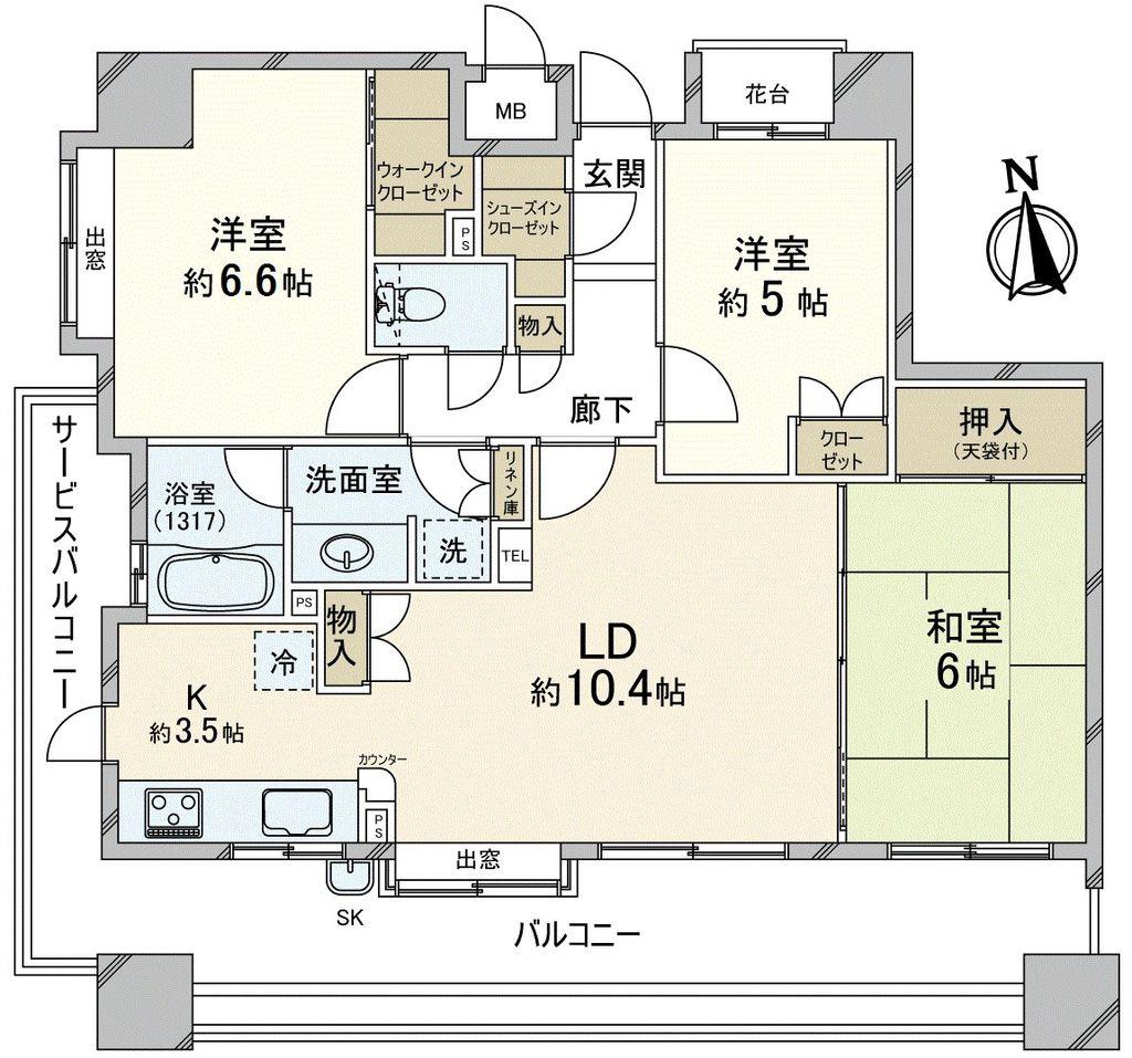 フォレストビュータワー鹿田町1(3LDK/4階)の間取り写真