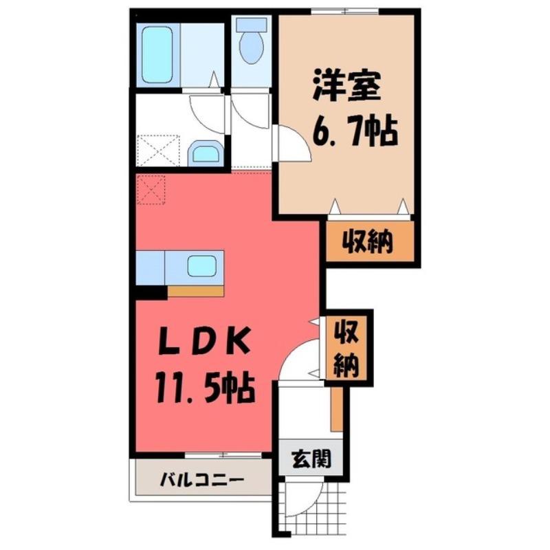 ルピナス・彩(1LDK/1階)の間取り写真