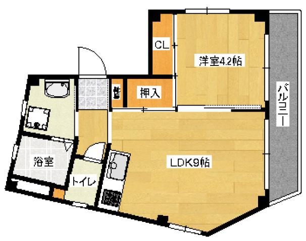 ハイツ皆実(1LDK/3階)の間取り写真
