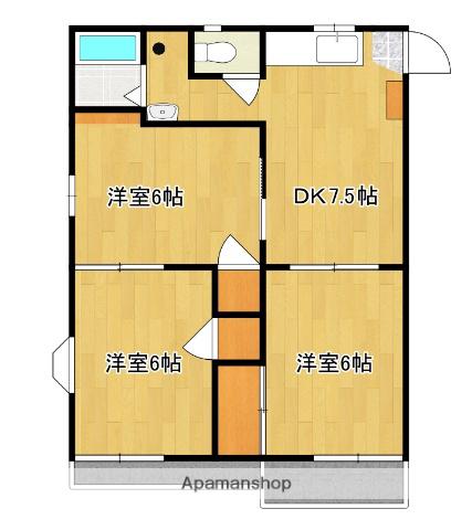 フォーブル湯村B棟(3DK/1階)の間取り写真