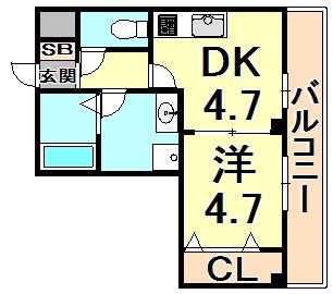 パークステージ夙川(1DK/3階)の間取り写真