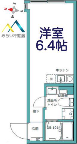 BASE三ツ沢下町(ワンルーム/3階)の間取り写真