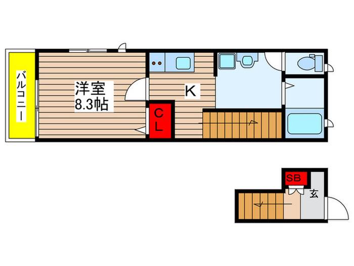 エポックII(1K/2階)の間取り写真