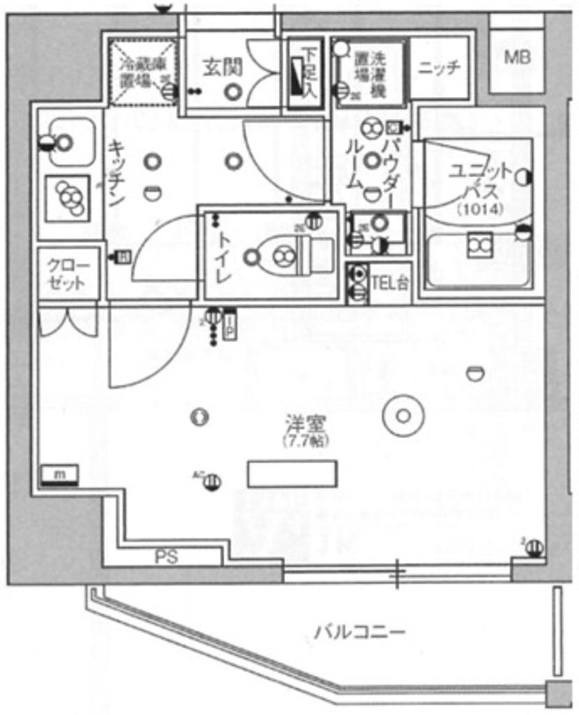 スカイコートヒルズ北新宿(1K/5階)の間取り写真